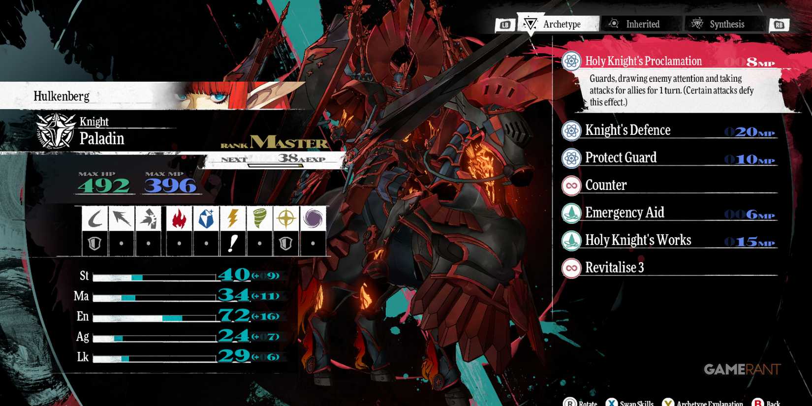 Paladin - one of the best archetypes for Hulkenberg in Metaphor ReFantazio