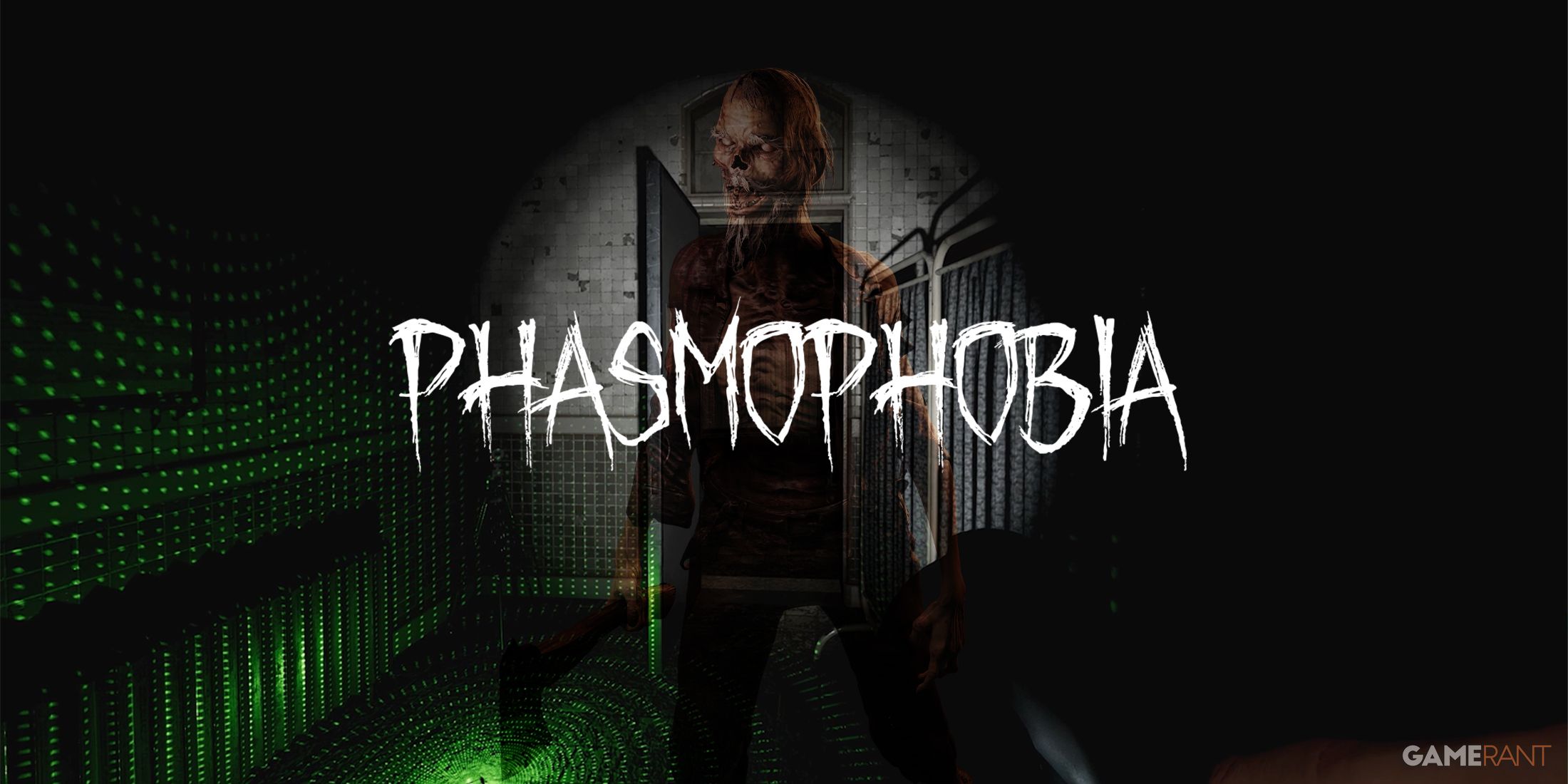 Phasmophobia logo over ghost