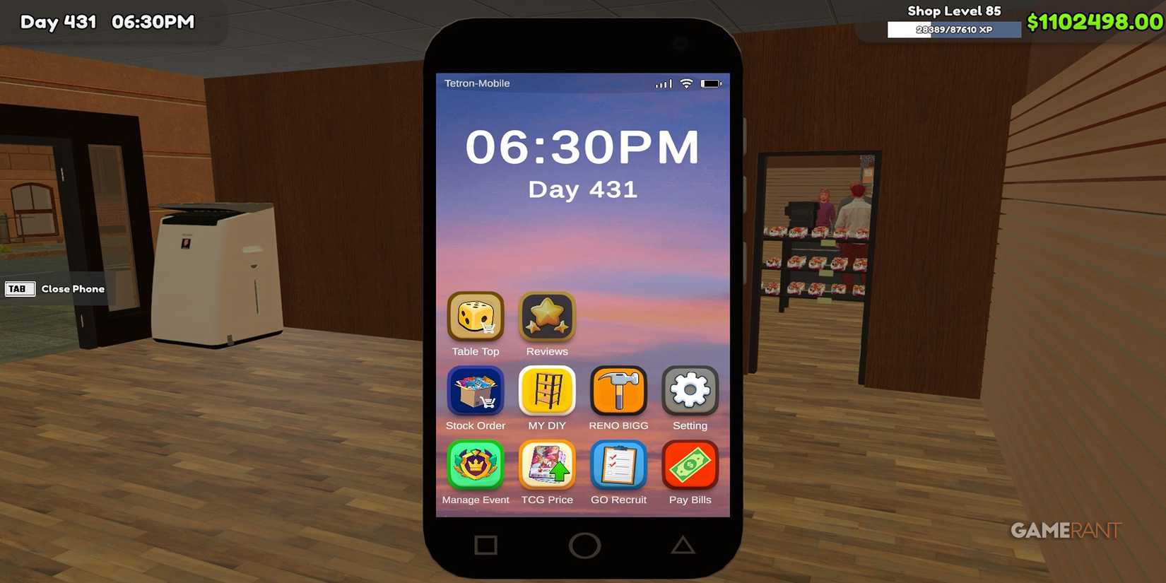 Player Phone In TCG Card Shop Simulator