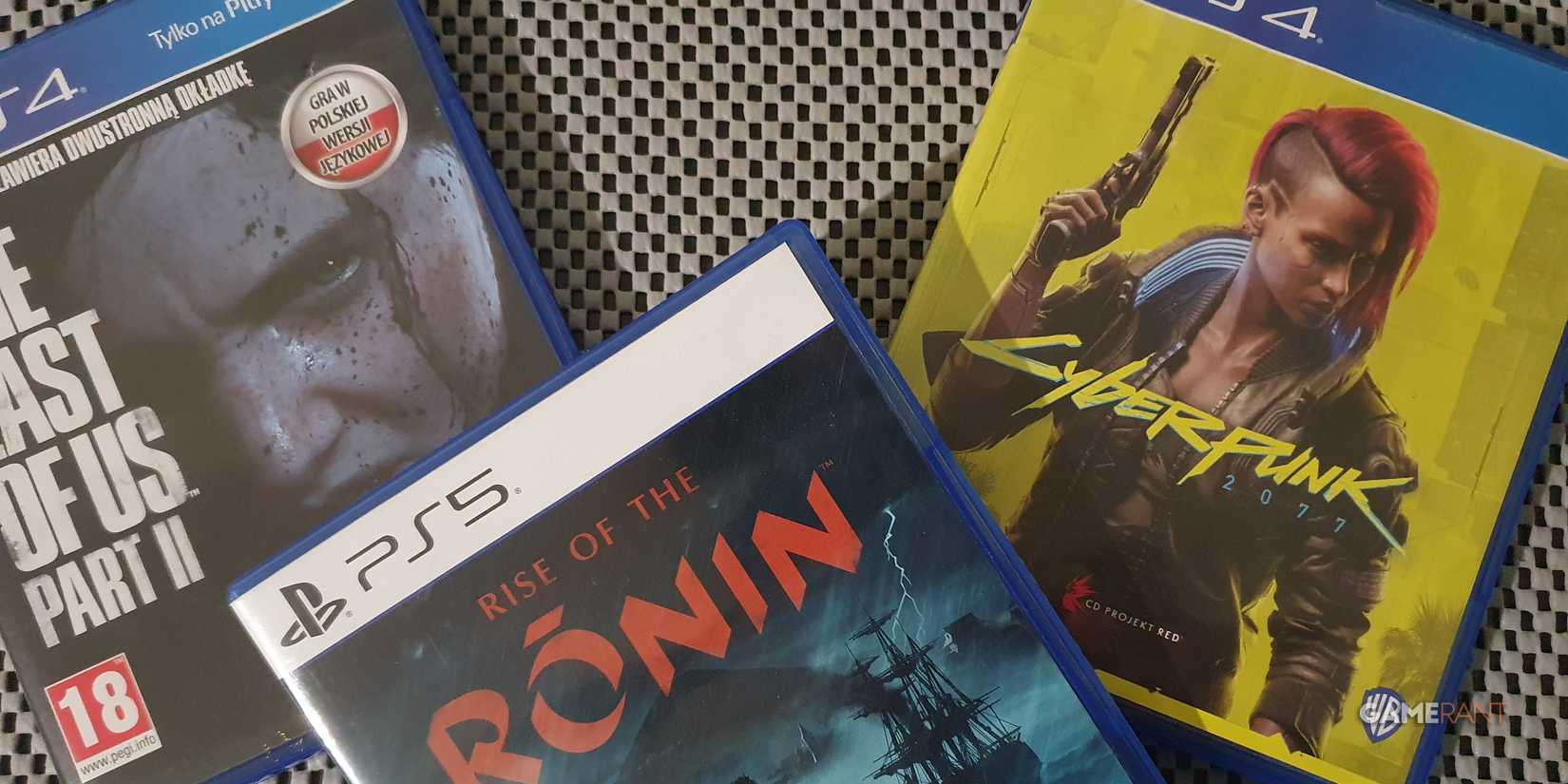 Playstation Physical Versions Of The Last of Us 2, Cyberpunk 2077, and Rise of the Ronin