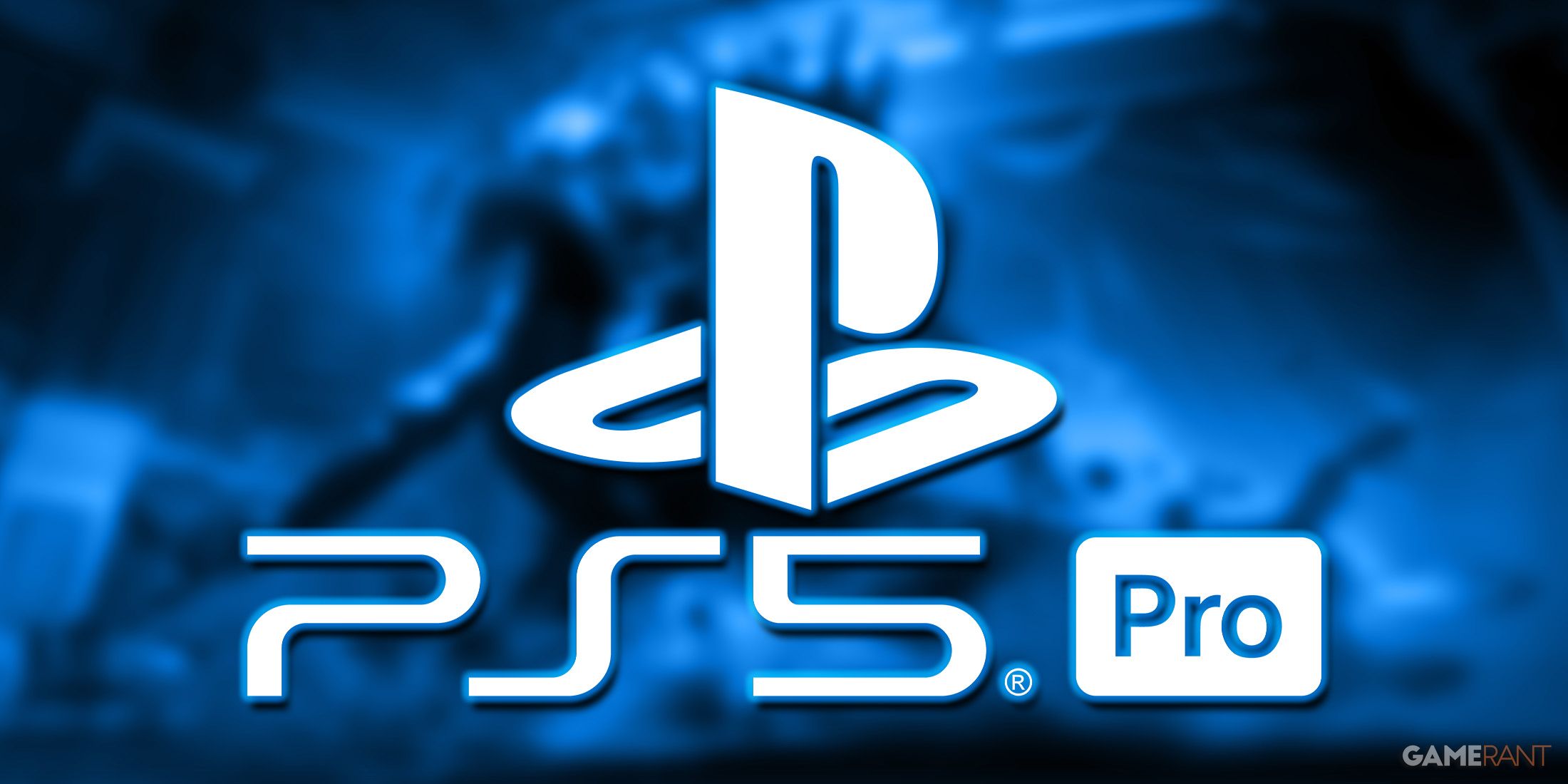 PS5 Pro logo over blurred blue-tinted Lies of P boss promo screenshot