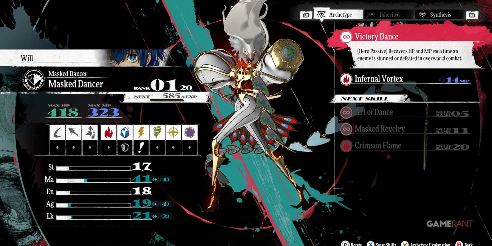 Recovers HPMP when enemies are stunned or defeated in overworld combat in Metaphor ReFantazio