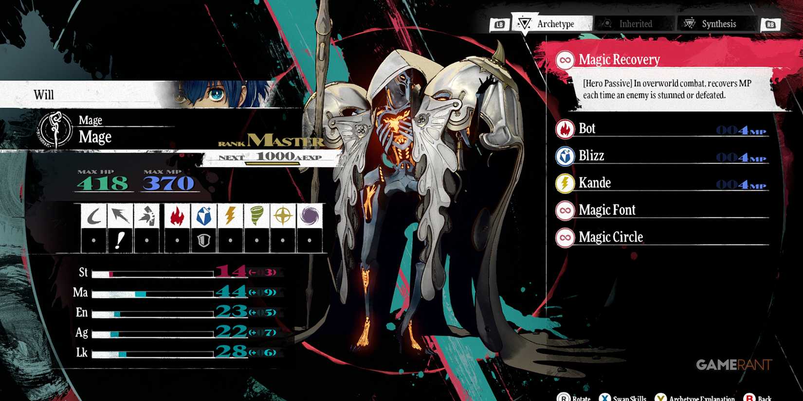 Recovers MP when enemies are stunned or defeated in overworld combat in Metaphor ReFantazio