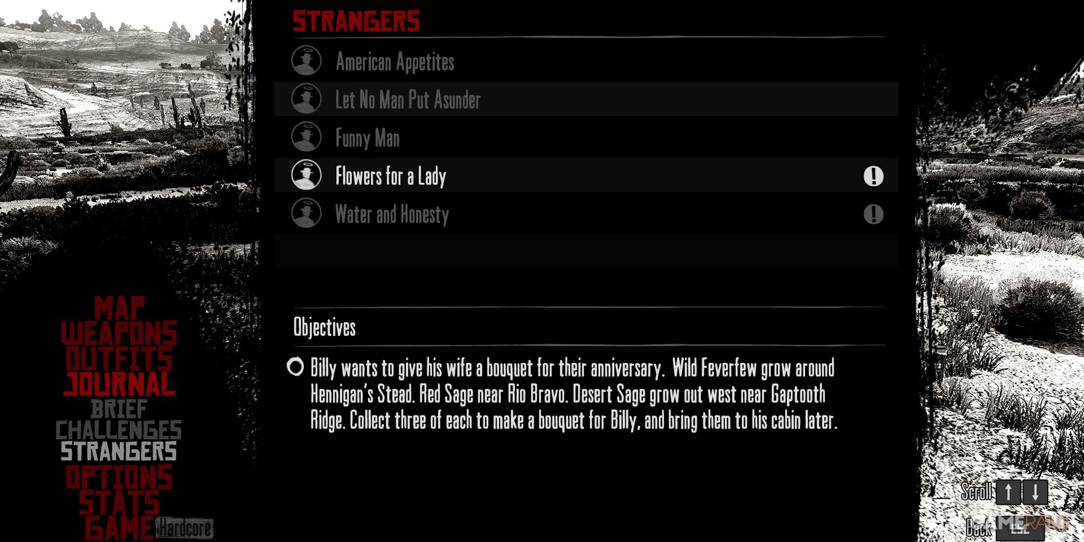 Red Dead Redemption Stranger Mission Quest Log