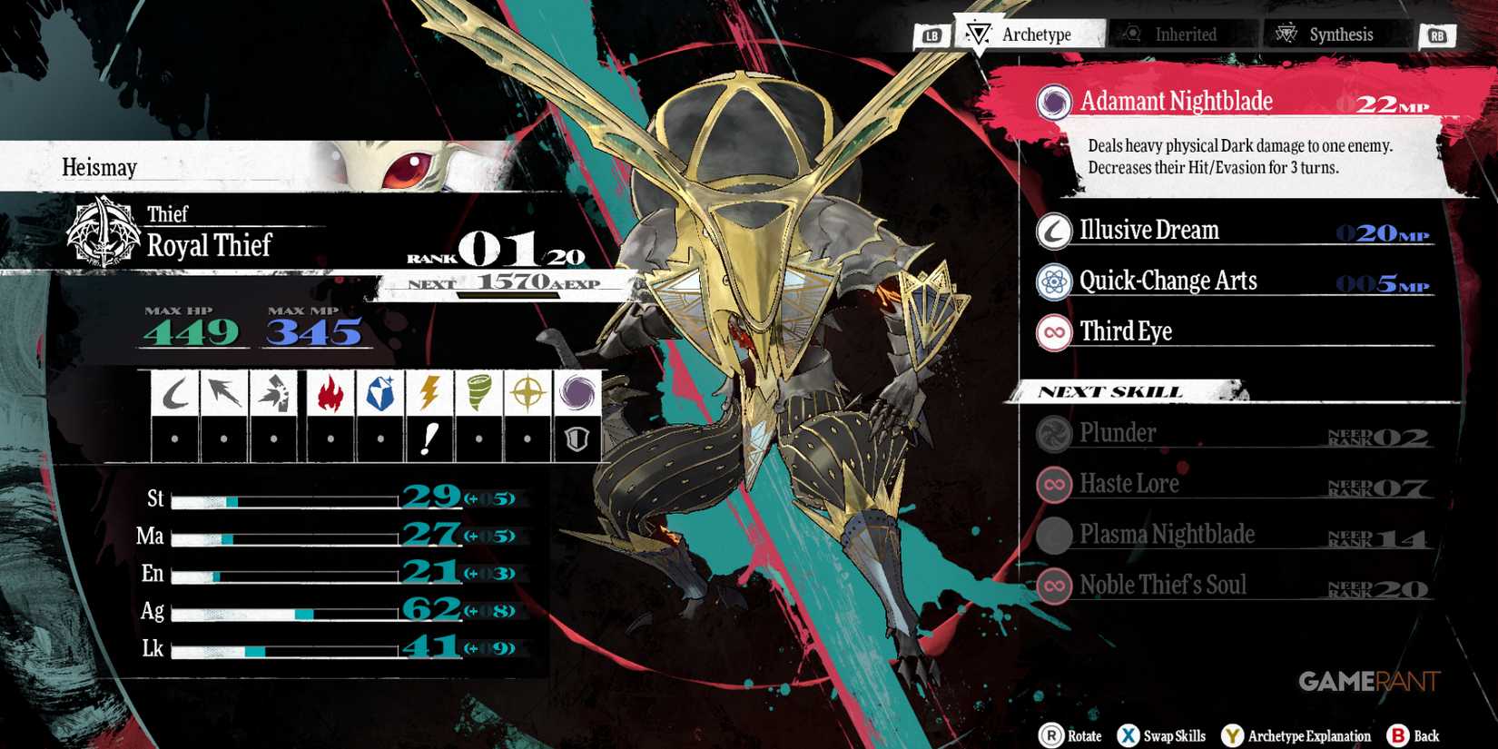 Royal Thief, one of the best archetypes for Heismay in Metaphor ReFantazio