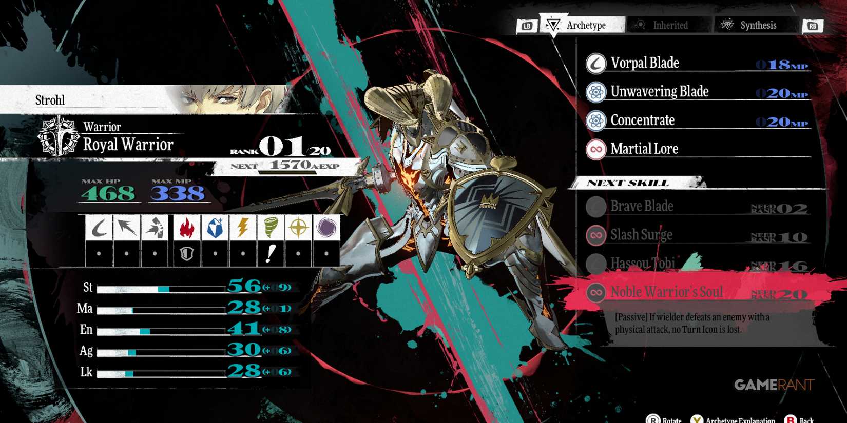 Royal Warrior, one of the Best Archetypes For Strohl In Metaphor ReFantazio