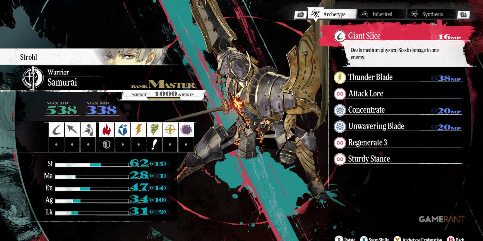 Samurai, one of the Best Archetypes For Strohl In Metaphor ReFantazio