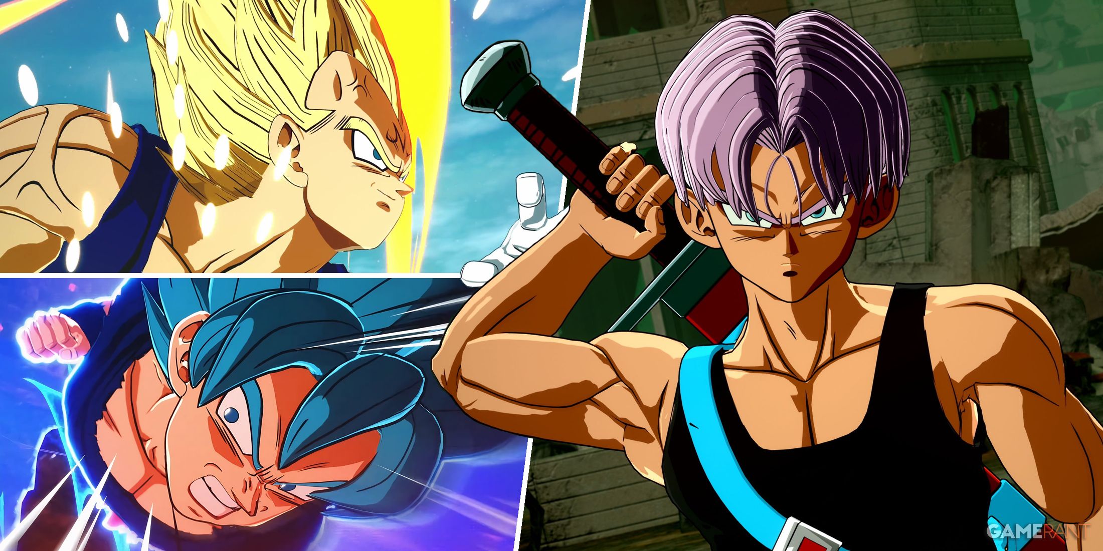 Vegeta, Goku, and Future Trunks in Dragon Ball: Sparking! ZERO