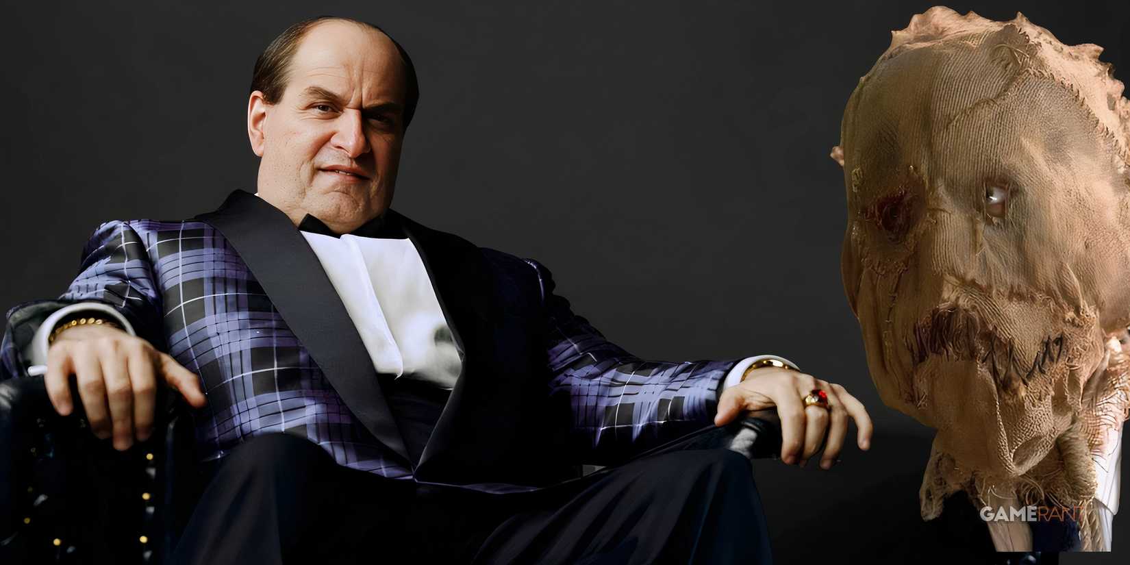 scarecrow's head next to the penguin