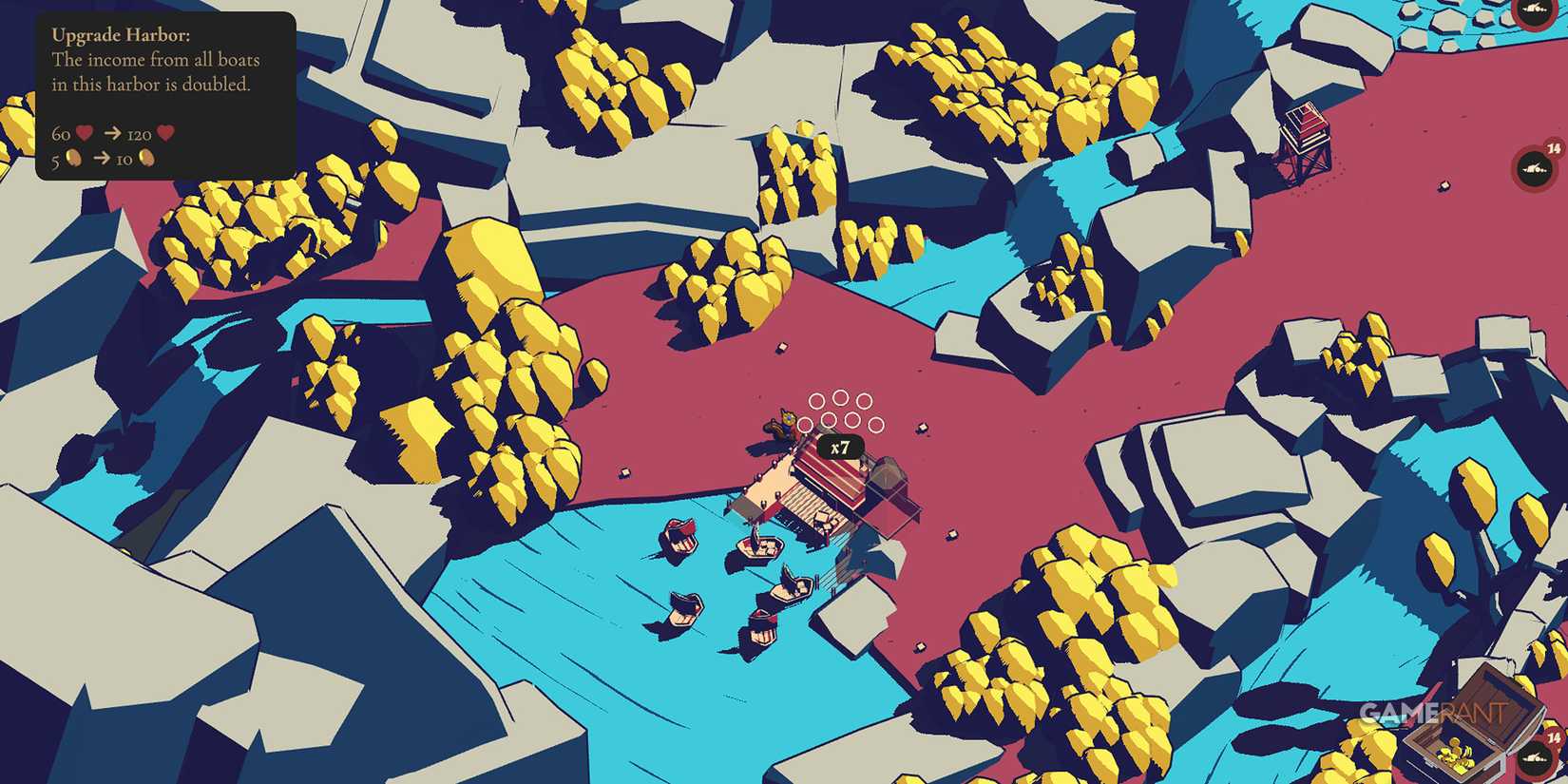 Showcasing a harbor in Thronefall