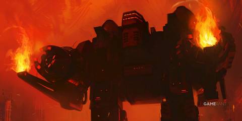 Titan with flamethrower in Mechabellum