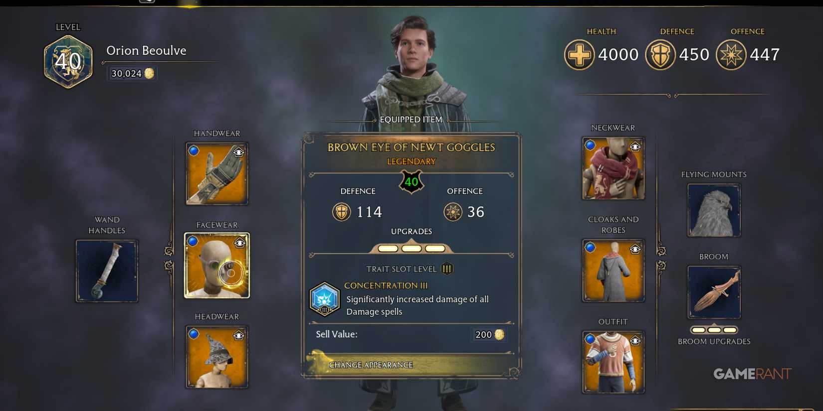 traits for a Draco Malfoy build in Hogwarts Legacy