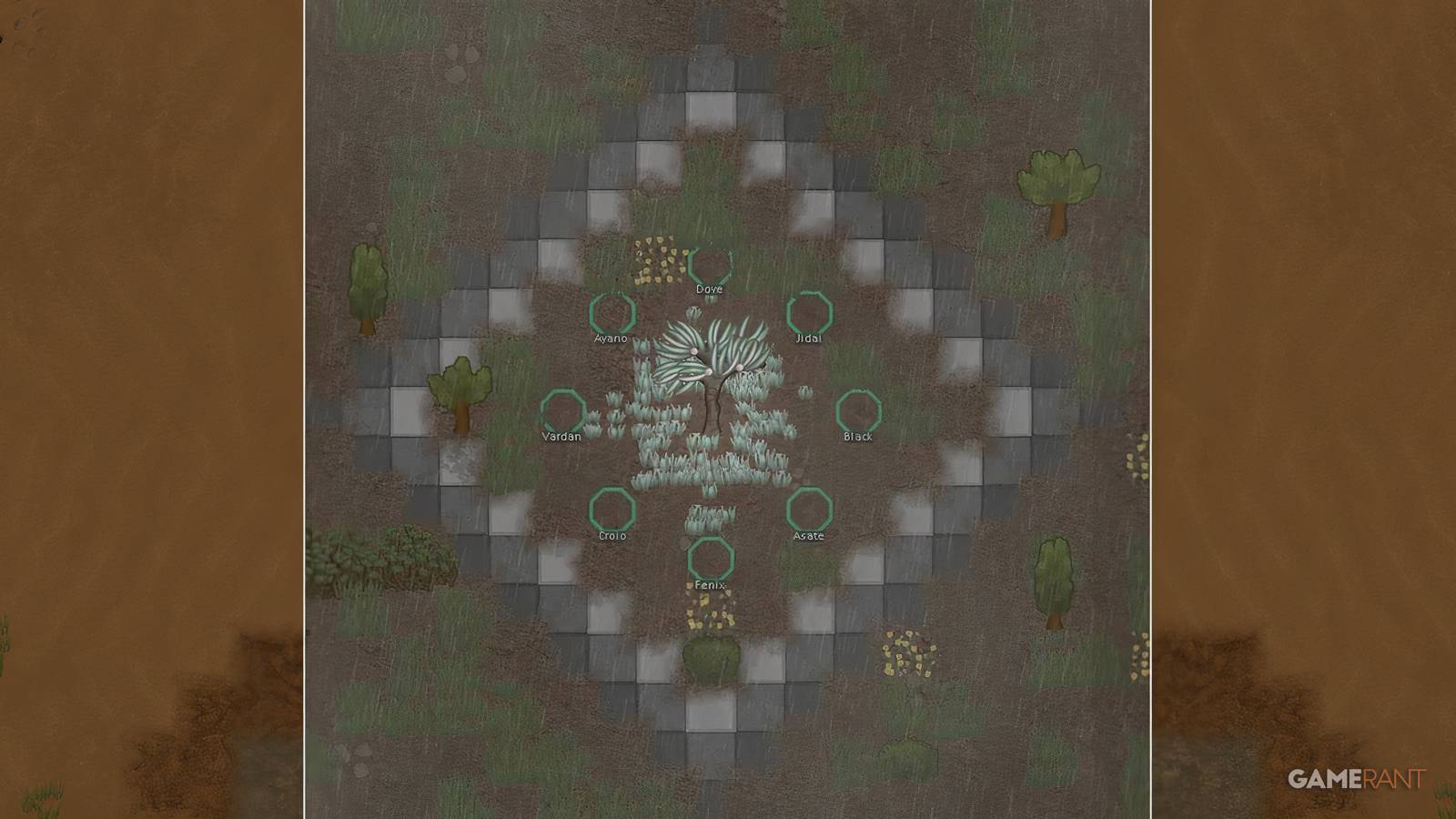 anima tree surrounded by a floor decoration