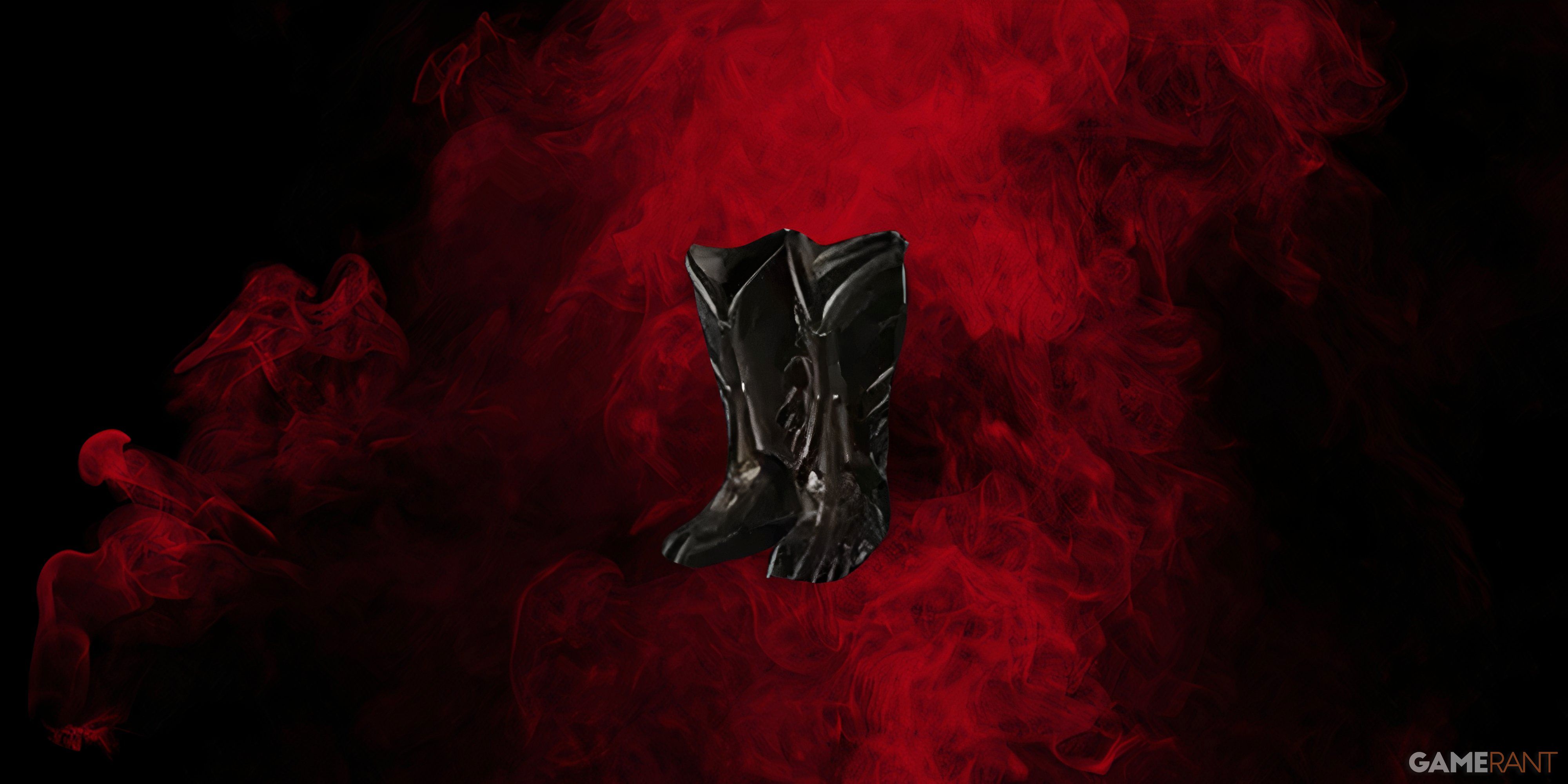 Rakanoth's Wake Unique boots on a red and black background