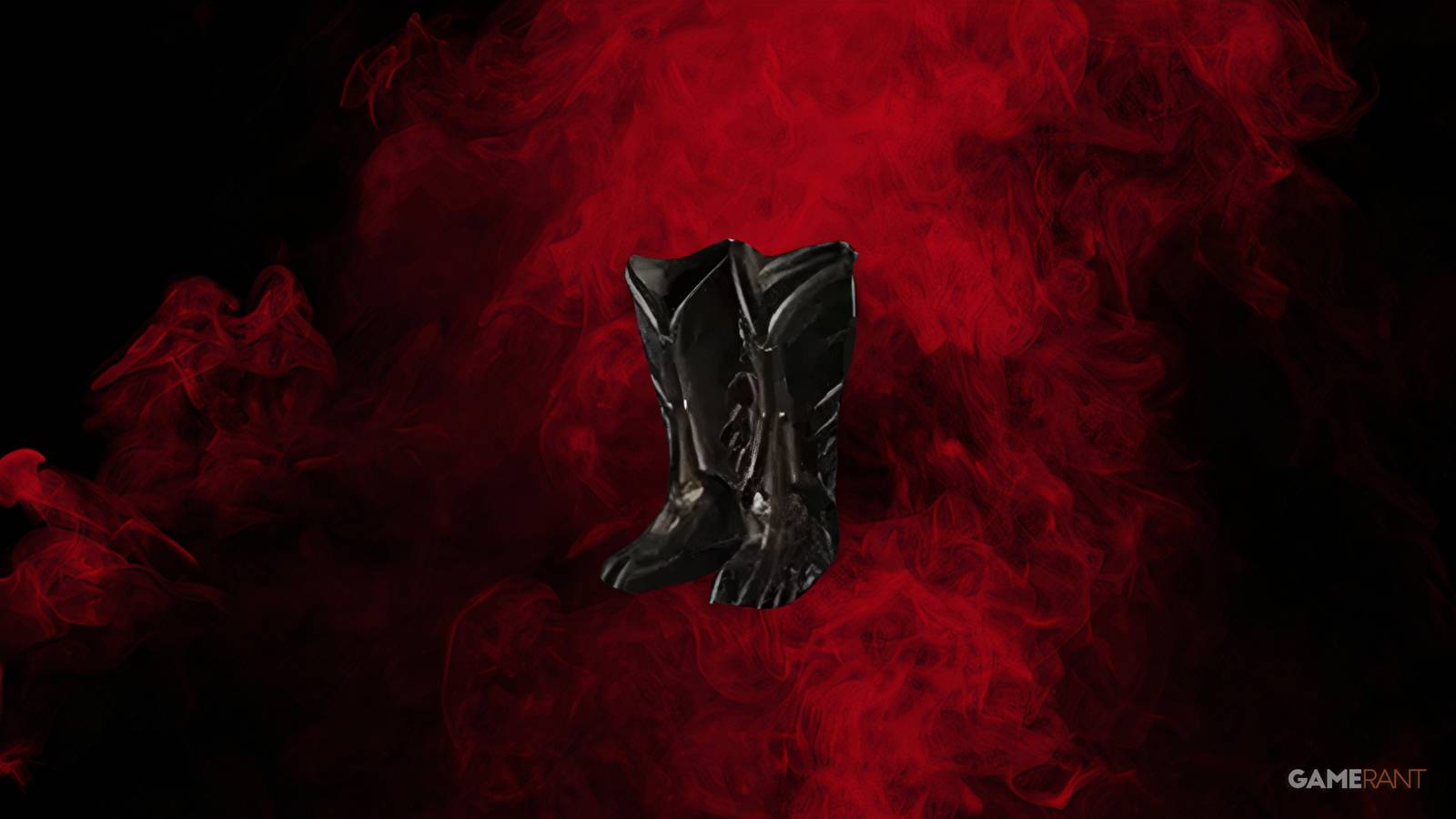 Rakanoth's Wake Unique boots on a red and black background