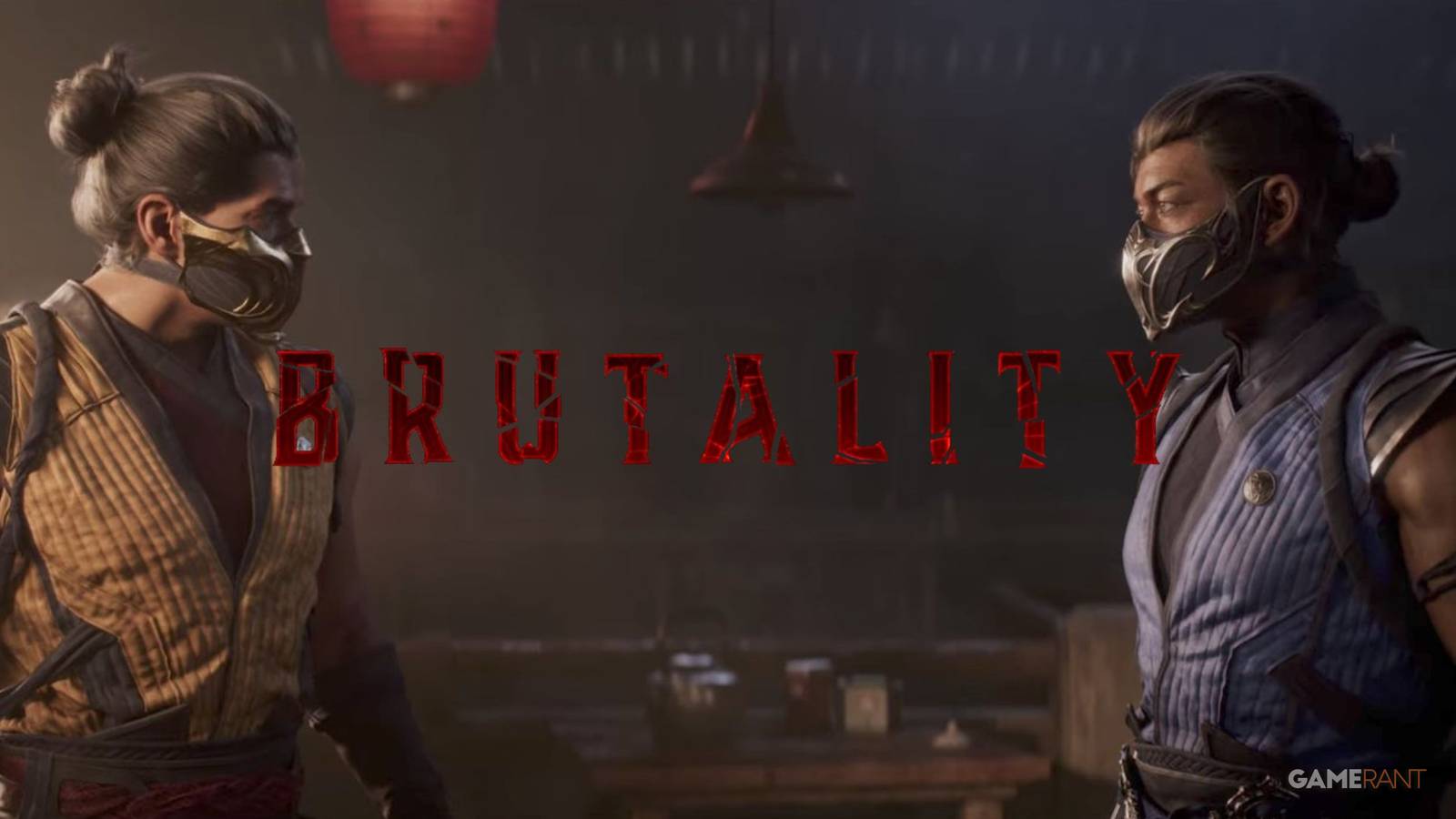 Scorpion and Sub-Zero staring each other down during a cutscene in Mortal Kombat 1