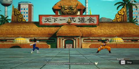 Vegeta and Goku face off in the World Martial Arts Tournament during a pivotal Dragon Ball Sparking Zero What If battle