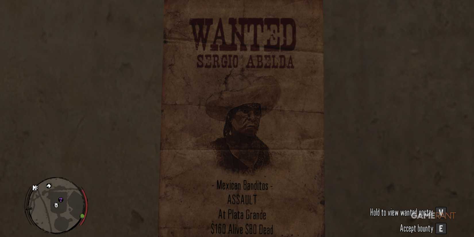 Wanted poster for Sergio Abelda, offering a bounty, in Red Dead Redemption