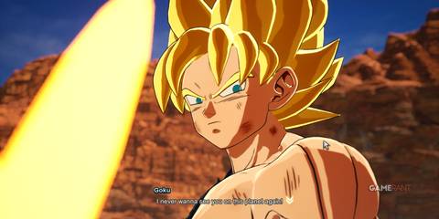 What if from Dragon Ball Sparking Zero, Super Saiyan Goku confronts his enemy with a serious look