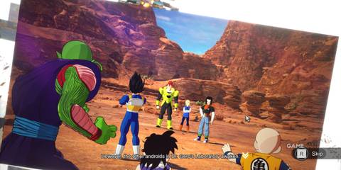 What If in Dragon Ball Sparking Zero showing the Z fighters facing off against Dr. Gero's androids