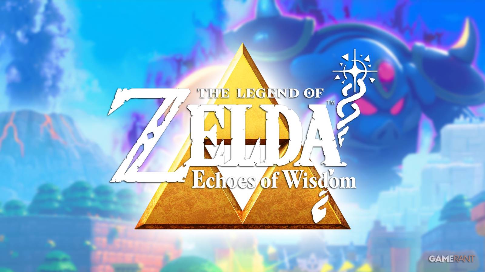 Zelda Echoes of Wisdom logo over Triforce