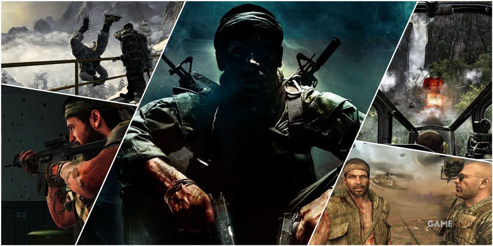A Collage Featuring Key Art & Key Frames Of Call Of Duty Black Ops