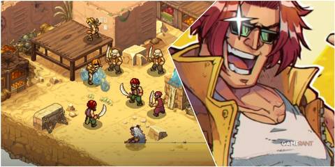 A Collage Of Key Art & A Key Frame Of Tarma Roving From Metal Slug Tactics