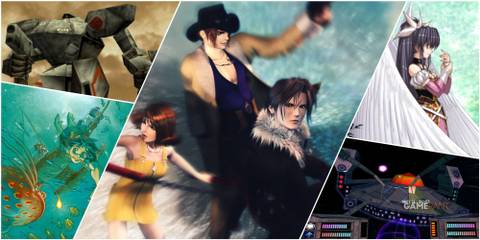 A Collage Of Key Art & Key Frames From Colony Wars, Chrono Cross, Front Mission 3, & Final Fantasy 8