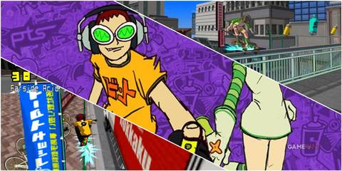 A Collage Of Key Art & Key Frames From Jet Set Radio