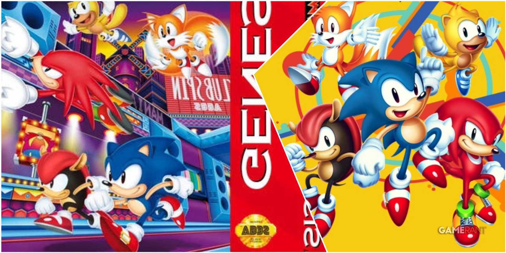 A Collage Of Sonic Mania Plus' Original Cover Art  & Its Reversible Variant