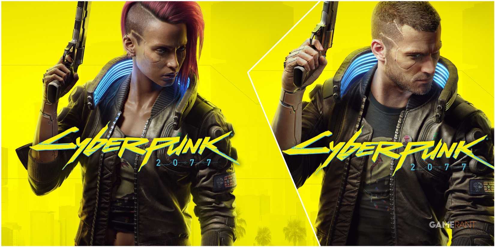 A Collage Of The Cyberpunk 2077's Original Cover Art  & Its Reversible Variant