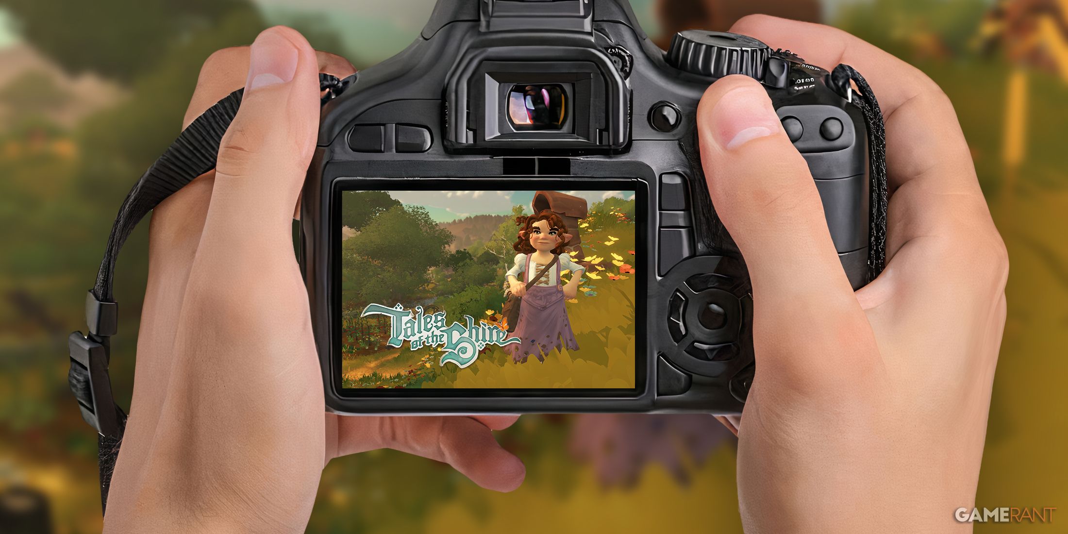 Camera taking a picture of a hobbit in Tales of the Shire