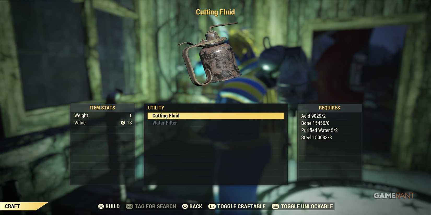 Crafting Cutting Fluid In Fallout 76