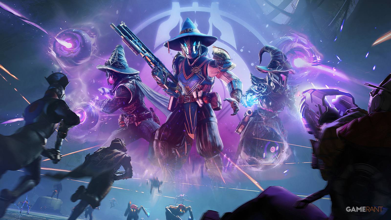 Destiny Rising characters firing at Destiny 2 Festival of the Lost