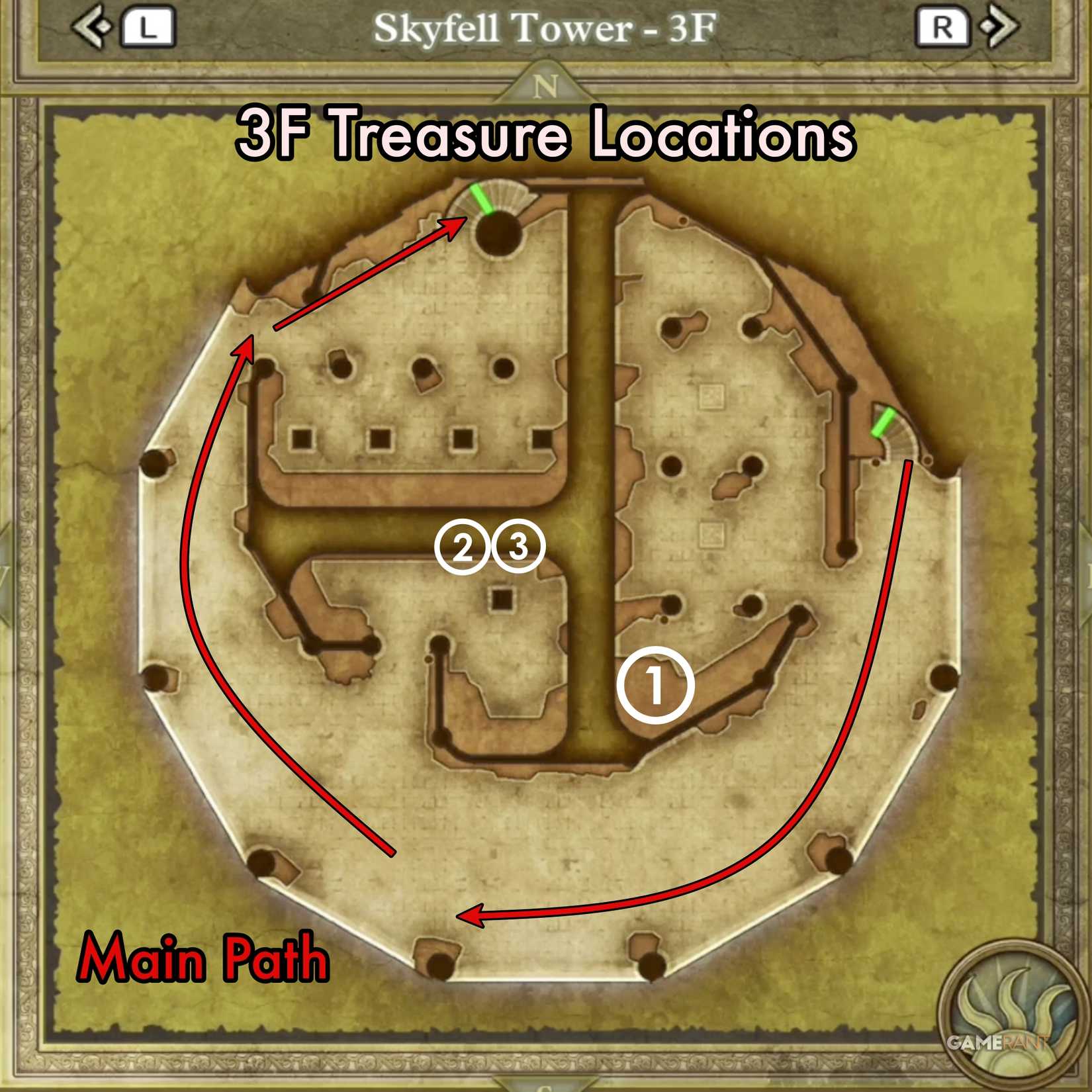 DQ3-Skyfell-Tower-3F-Treasure-Main-Path-Map
