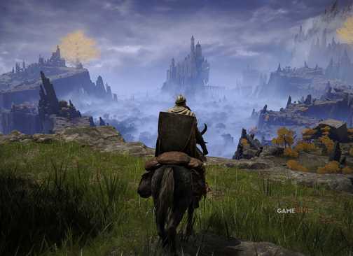 Elden Ring Tarnished riding on Torrent at Liurnia of the Lakes gameplay screenshot