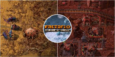 Featured image for Factorio, showcasing images from the main menu.