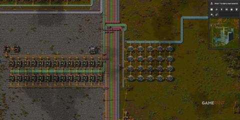 Showcasing a simple green circuit and lab setup in Factorio