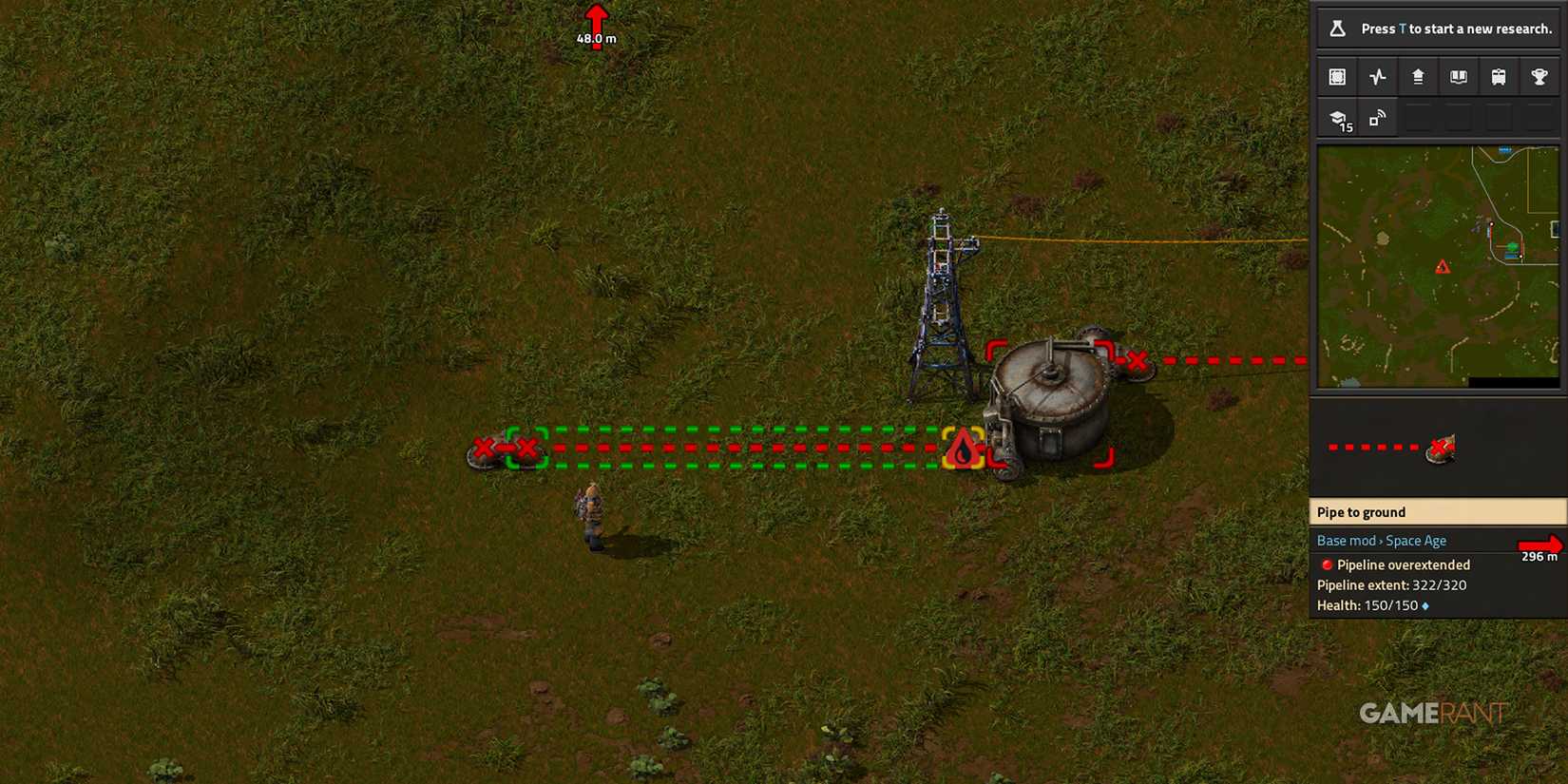 Pipeline overextended problem in Factorio