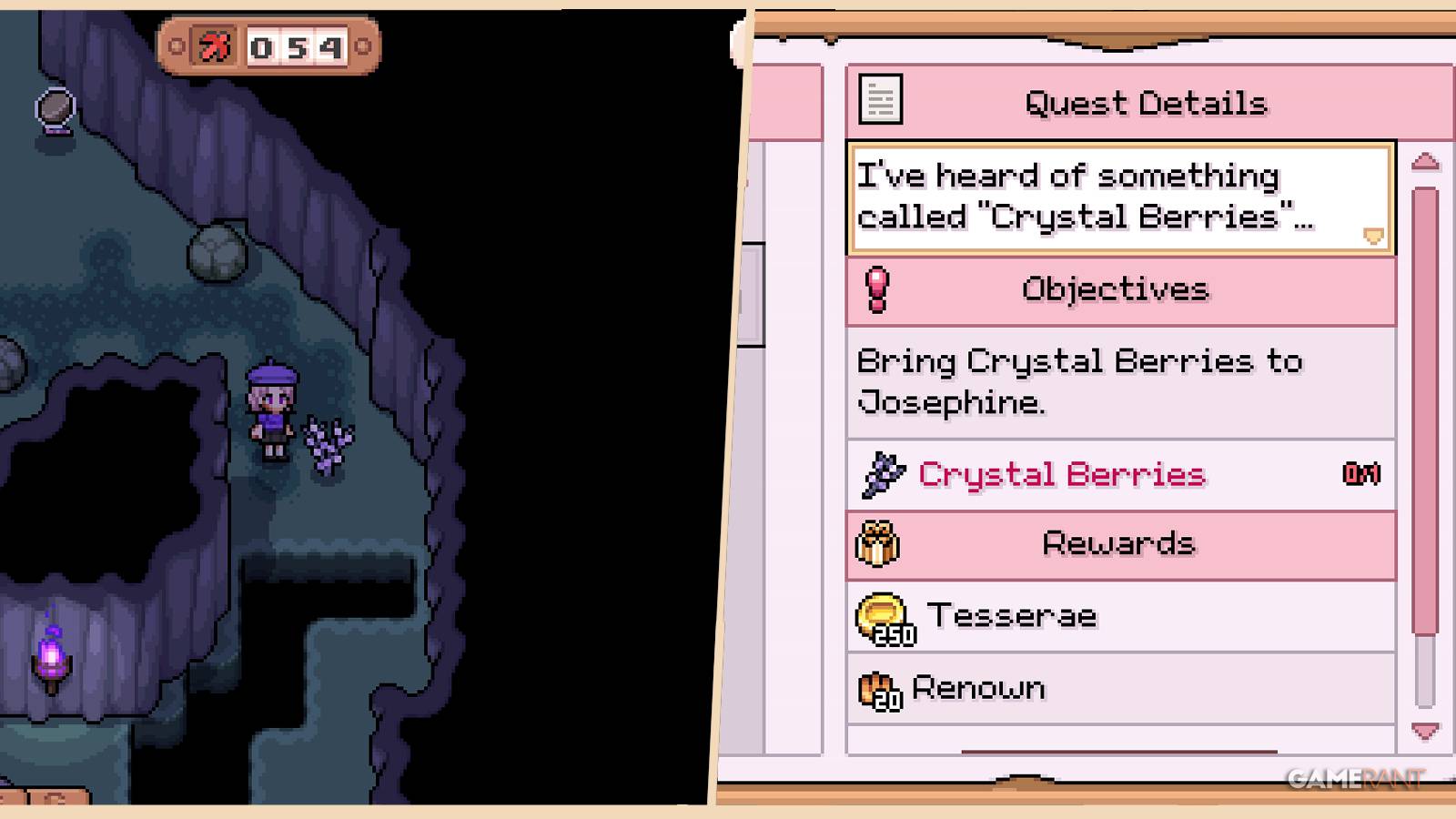 fields of mistria crystal berries side quest feature image