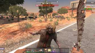 Fighting A Zombie With A Machete In 7 Days To Die