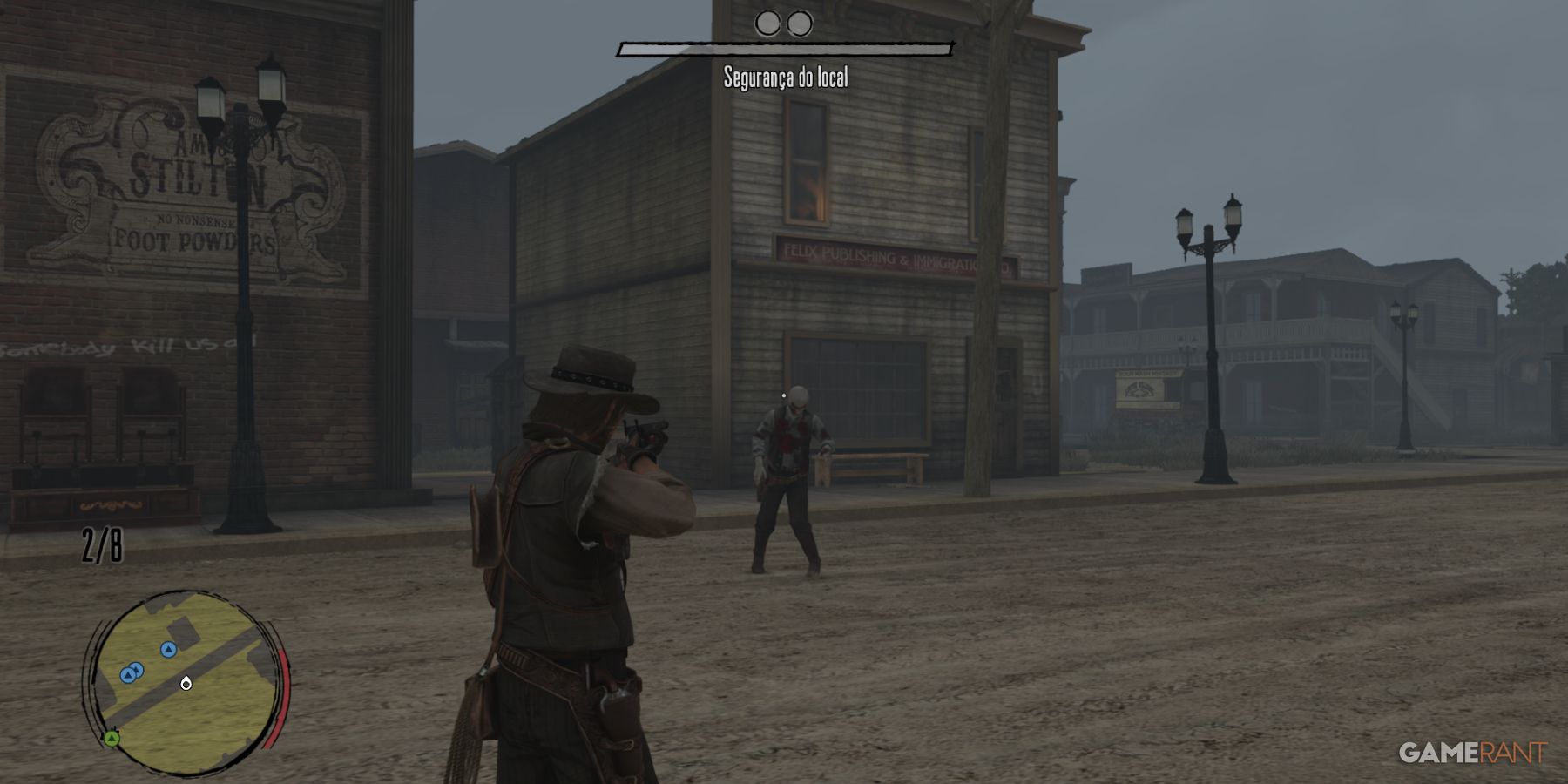 John Marston aiming in a zombie head in Red Dead Redemption