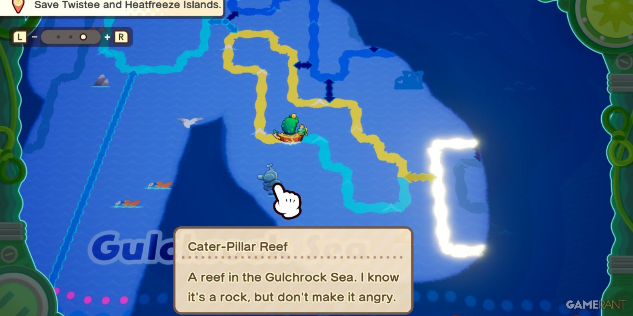 Cater-Pillar Reef map location in Mario & Luigi: Brothership