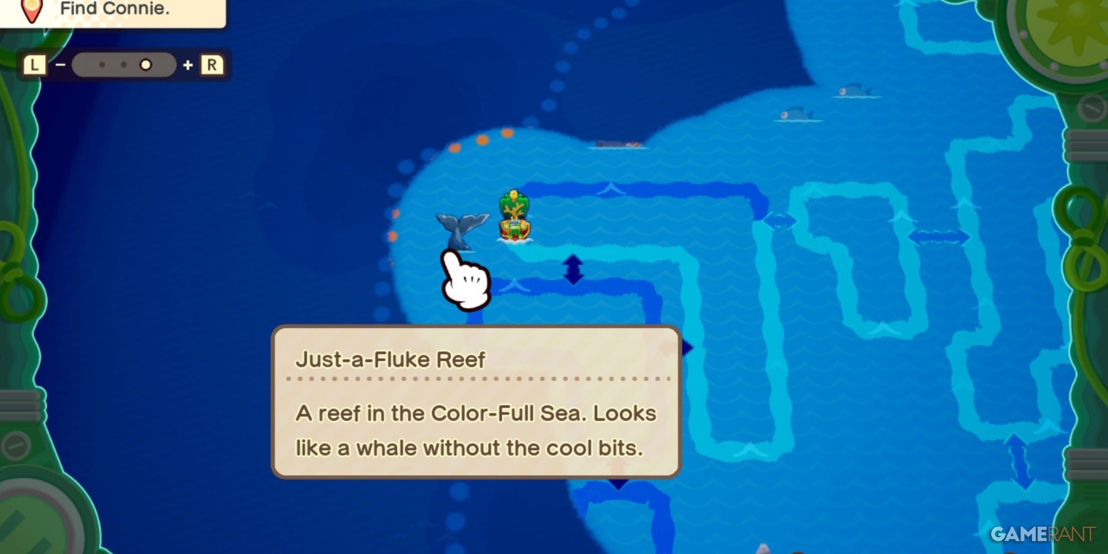 Just-a-Fluke Reef map location in Mario & Luigi: Brothership