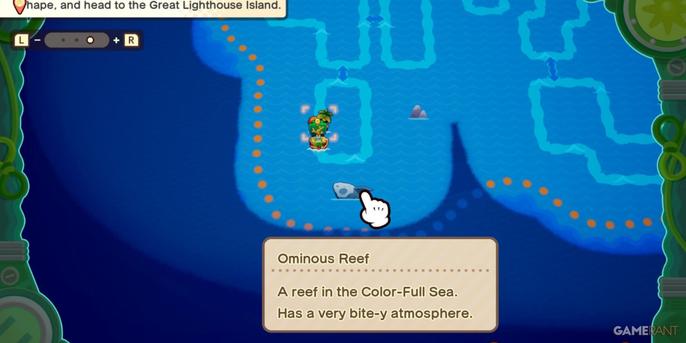 Ominous Reef map location in Mario & Luigi: Brothership