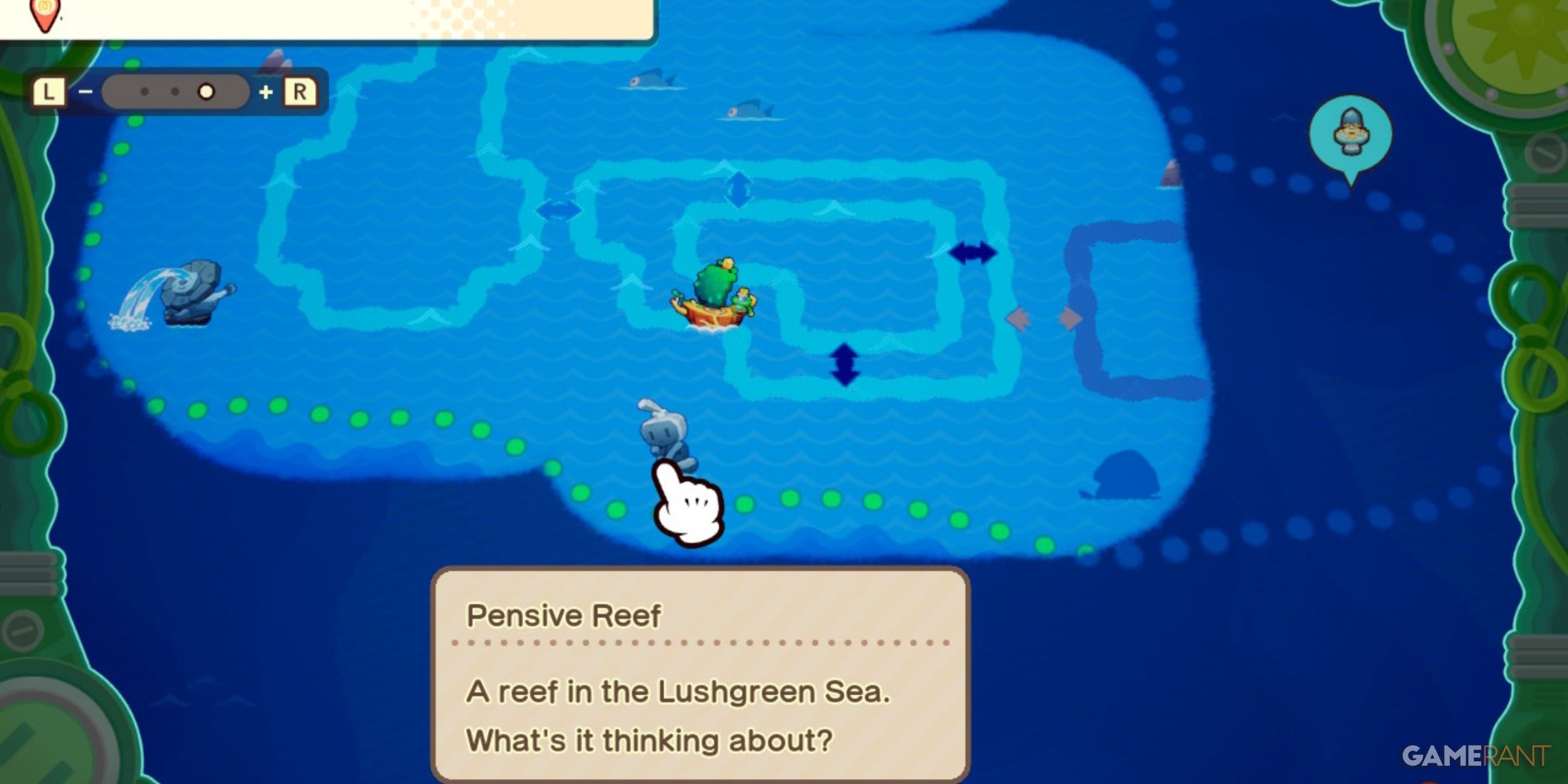 Pensive Reef map location in Mario & Luigi: Brothership