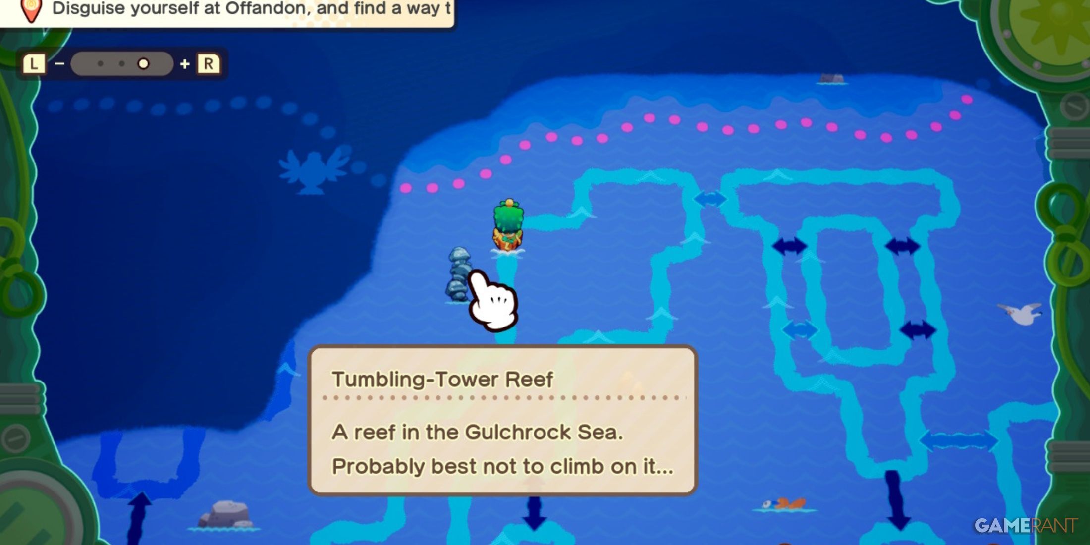 Tumbling-Tower Reef map location in Mario & Luigi: Brothership