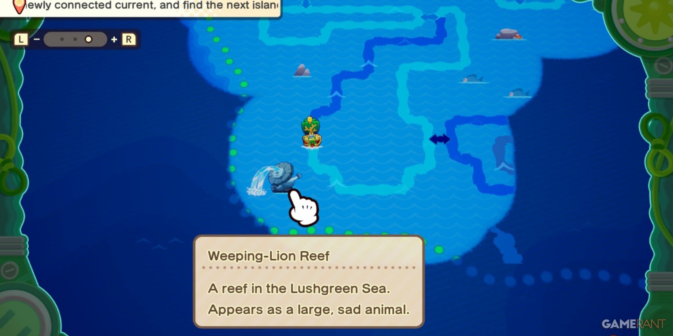 Map location of Weeping-Lion Reef in Mario & Luigi: Brothership