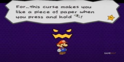 Mario receiving the paper curse in Paper Mario: The Thousand-Year Door