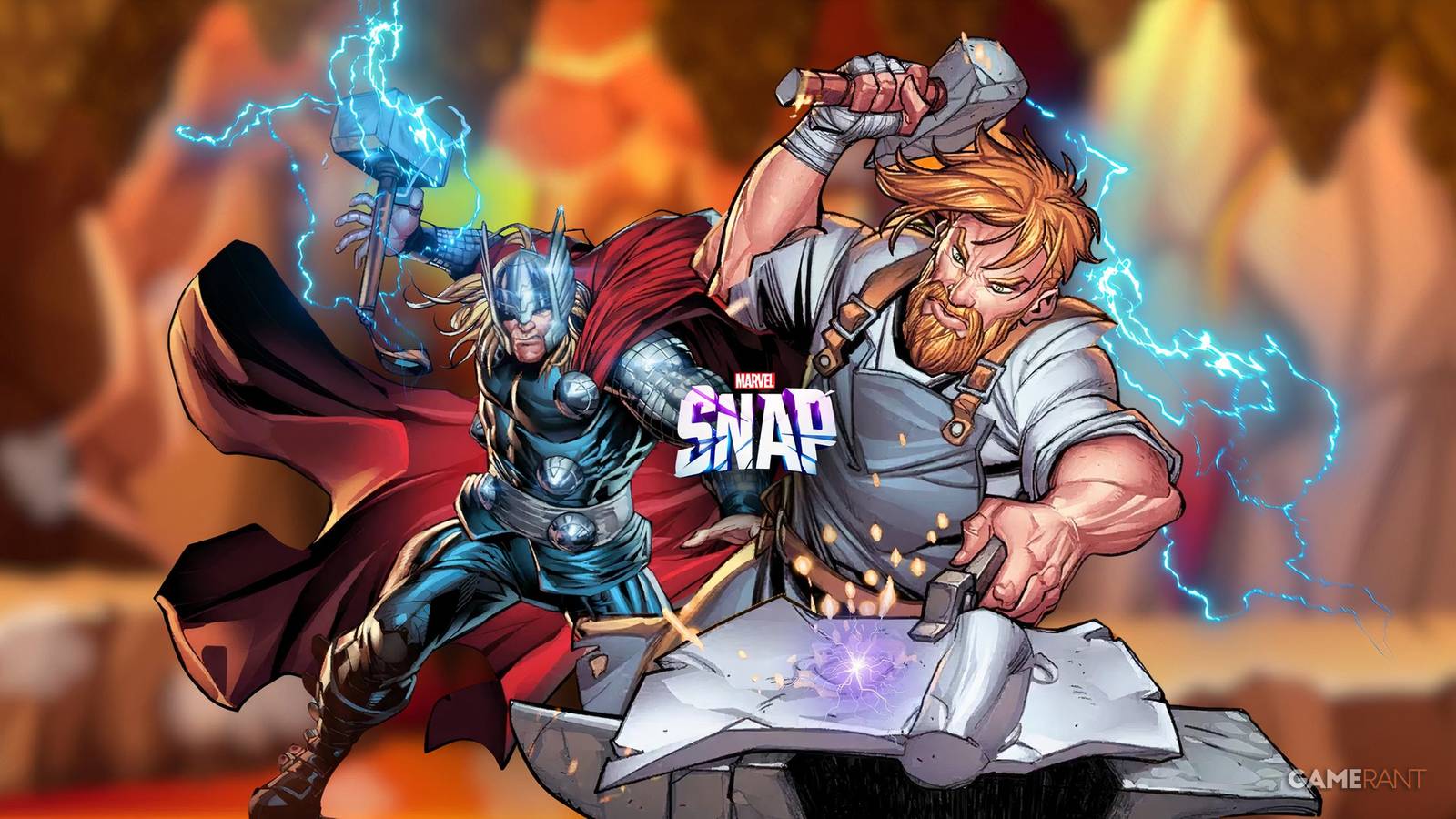 king eitri and thor in marvel snap.